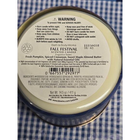 BBW Fall Festival Large 3 Wick Candle Festive Holiday Home Fragrance Decor - Picture 2 of 2